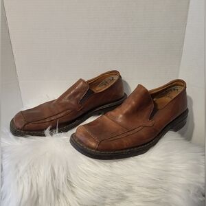 Men's Brown Leather Slip-On Shoes, Size 12